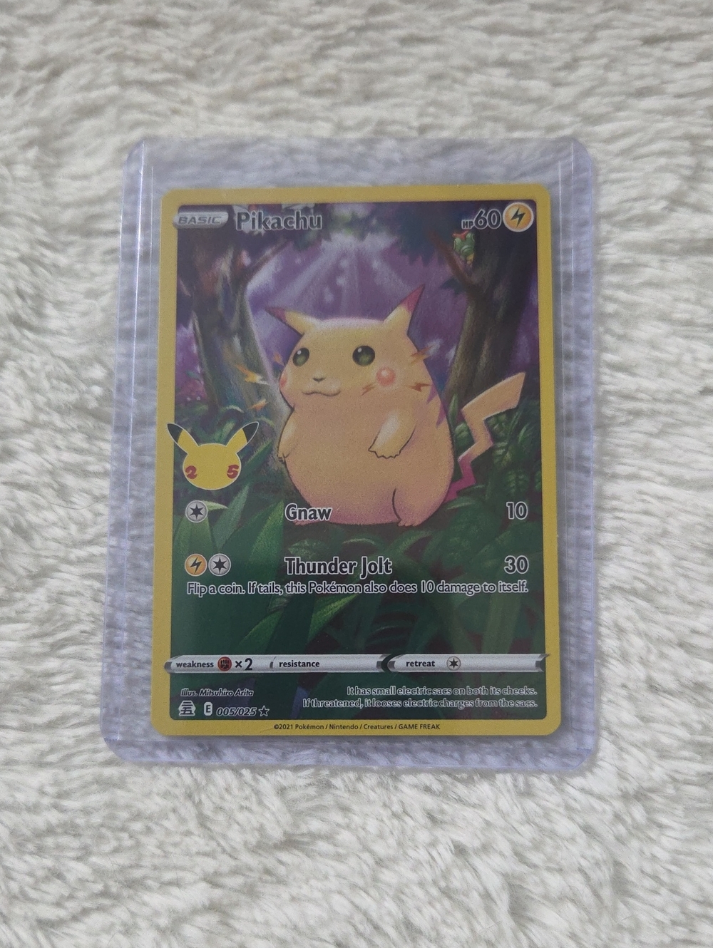 Pikachu (005/025) Full Art Holo card from the Celebrations (25th Anniversar